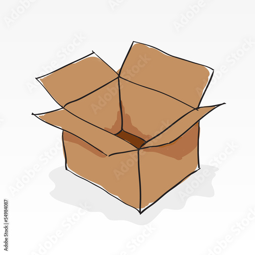 Hand drawn brown paper box