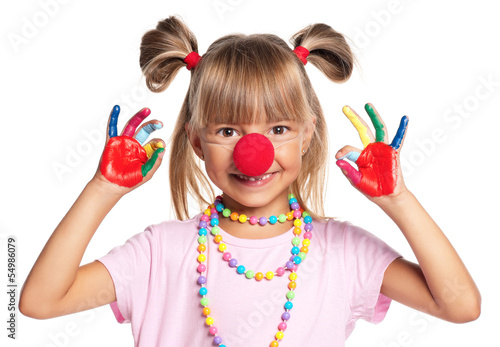 Little girl with clown nose