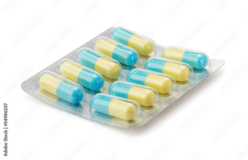 pack of pills on white