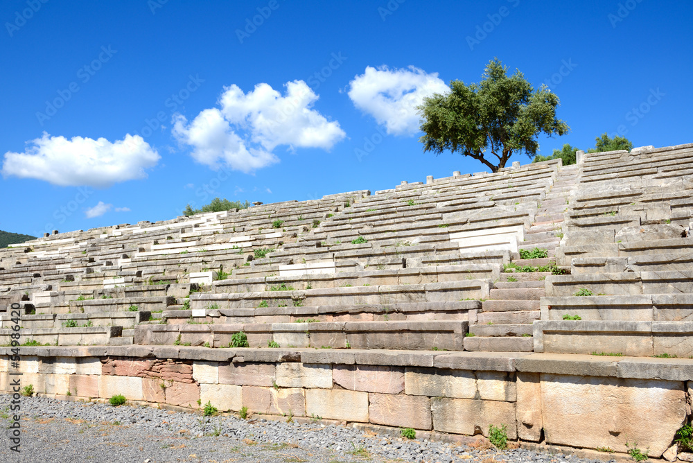 The stands on stadium in ancient Messene (Messinia), Peloponnes,