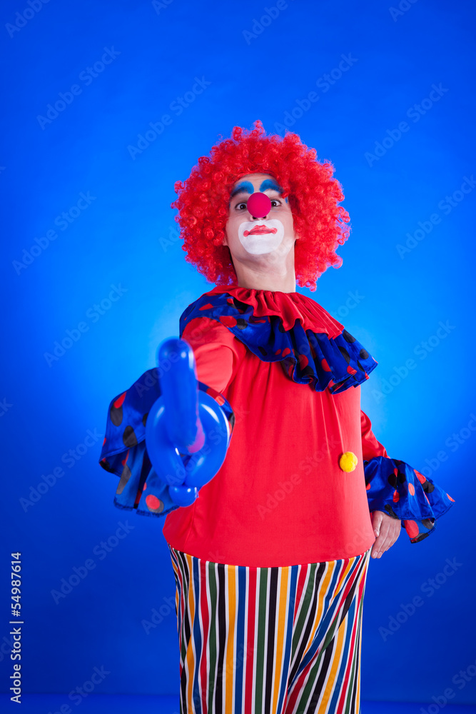 Clown on blue backgound
