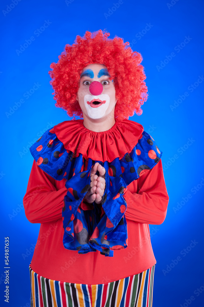 Clown on blue backgound