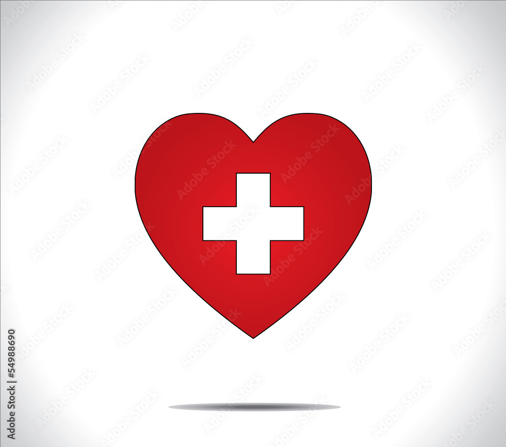 Heart Care or Protection Concept red heart with plus sign Heart Care or Protection Concept red heart with plus sign