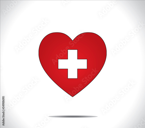 Heart Care or Protection Concept red heart with plus sign