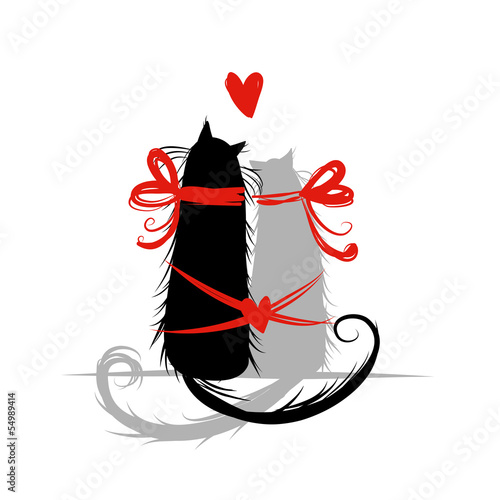 Two cat in love. Illustration for your design
