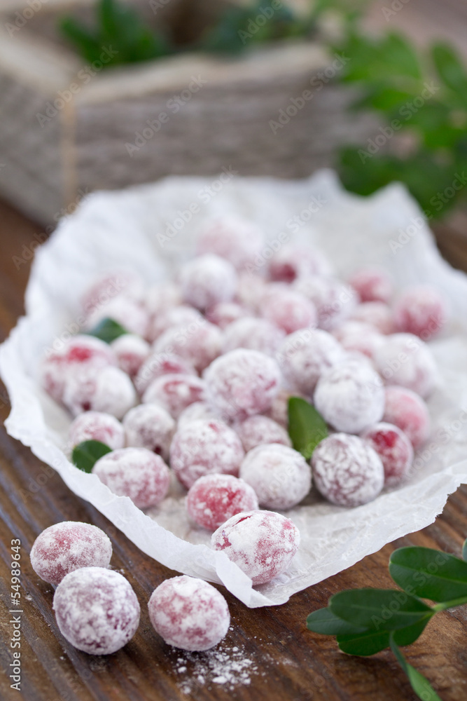 Cranberries with sugar powder homemade. Cranberries with sugar powder homemade.