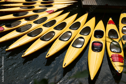Fotografering Yellow kayaks