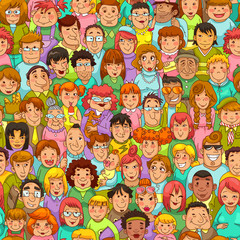 seamless pattern with cartoon people
