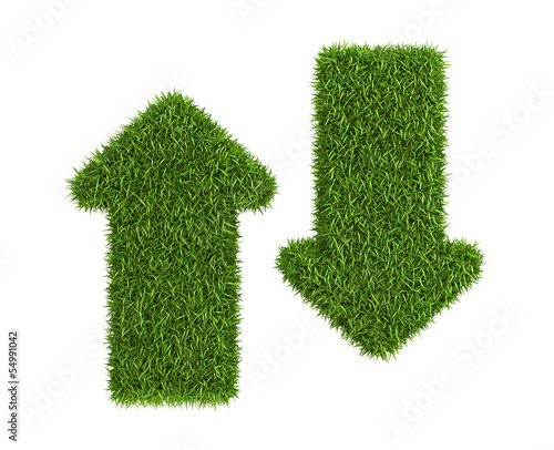 Up and down directed arrows from grass