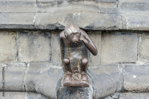 Guardhouse Monkey statue in Mons, Belgium.