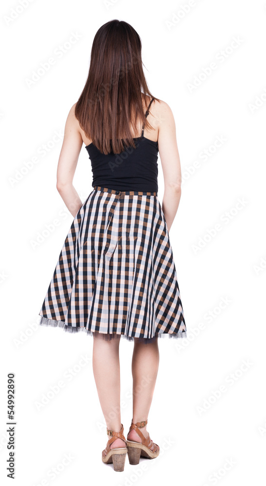 back view of standing young beautiful woman. back view of standing young beautiful woman.