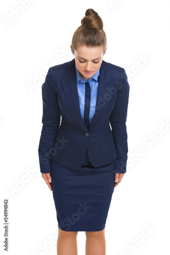 Business woman making asian greeting