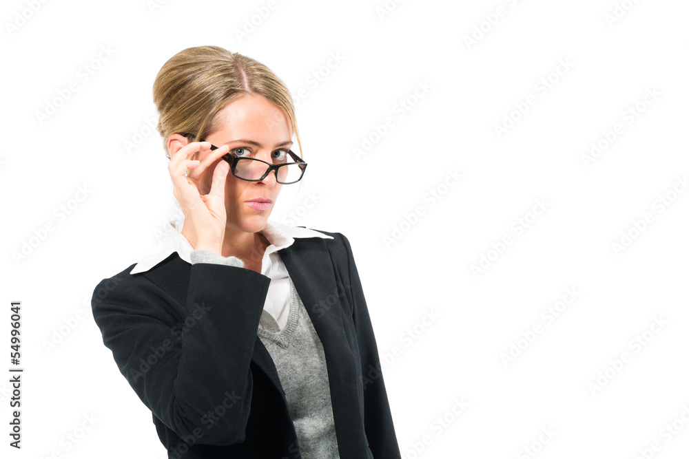 Young woman with white background looking at viewer Young woman with white background looking at viewer