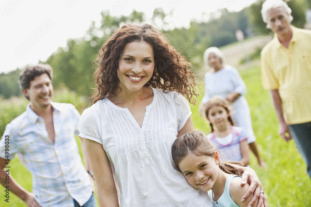 Germany, Bavaria, Family together having picnic, smiling Germany, Bavaria, Family together having picnic, smiling