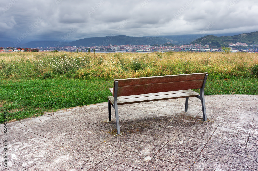 wooden bench on park