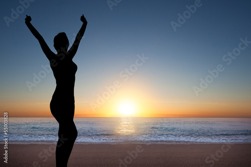 Silhouette of happy woman