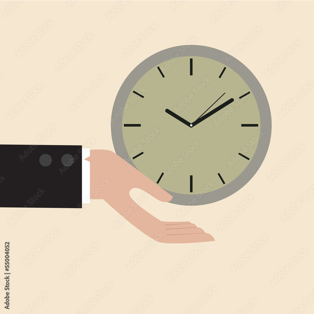 Clock floating on businessman hand Clock floating on businessman hand