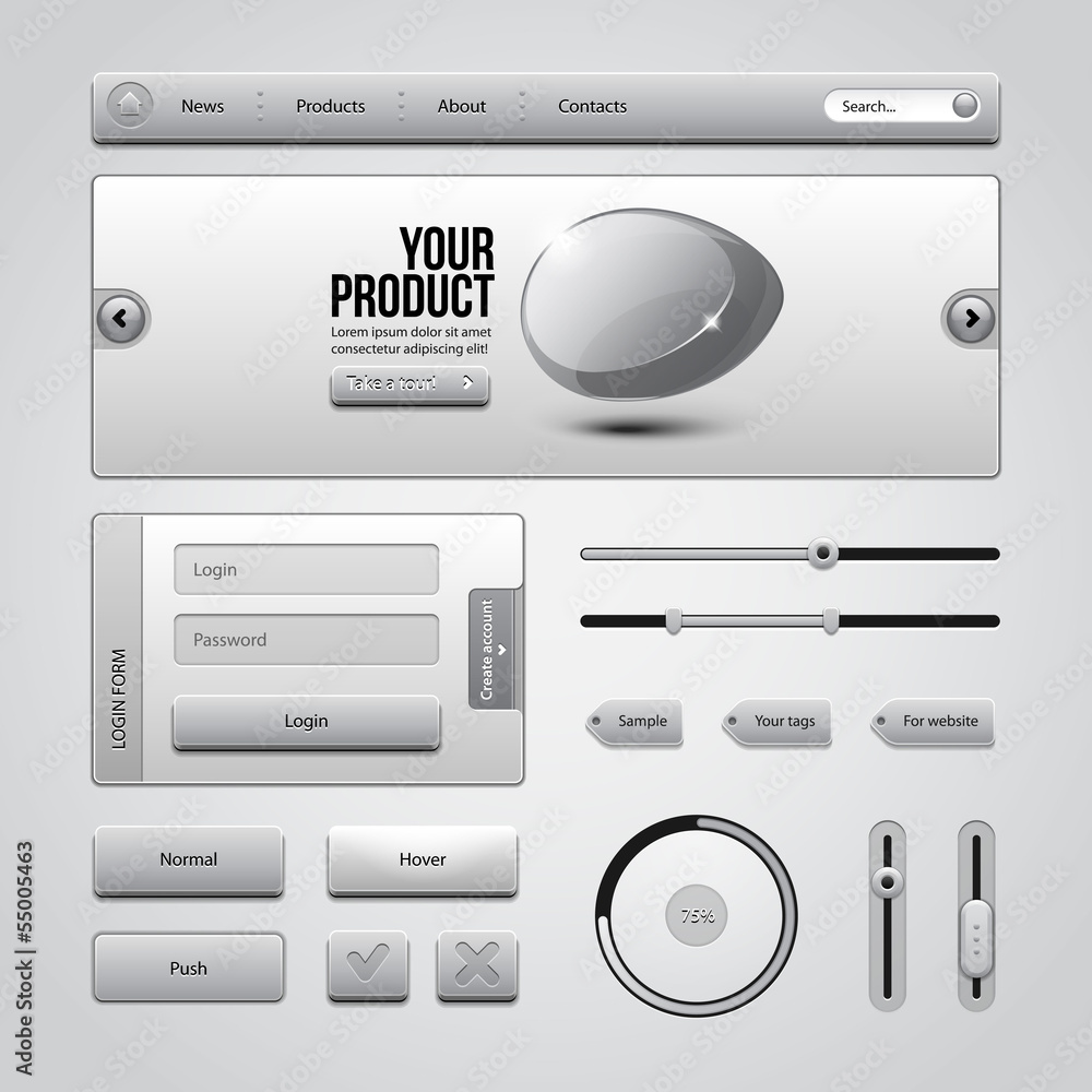 Light Gray UI Controls Web Elements 3 Light Gray UI Controls Web Elements 3