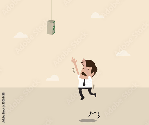 Businessman is reaching to money trap