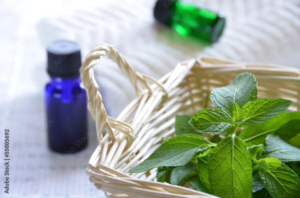 Obraz premium essential oils with mint