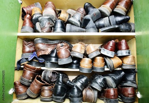 Cabinet full of leather shoes