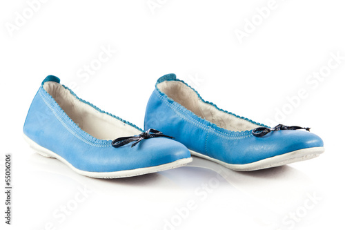 blue dress shoes. children's shoes isolated on a white backgrou