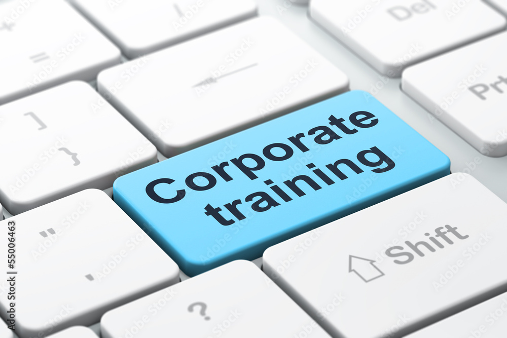 Education concept: Corporate Training on computer keyboard backg Education concept: Corporate Training on computer keyboard backg