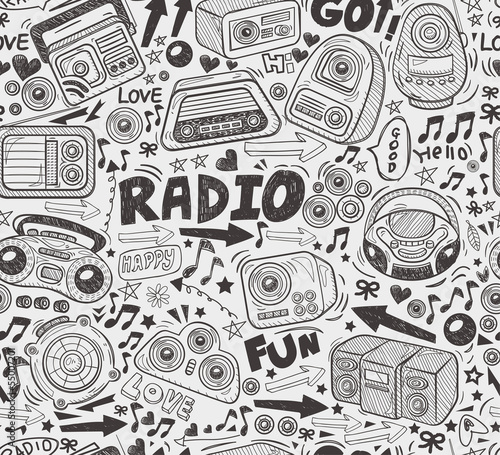 seamless doodle radio pattern