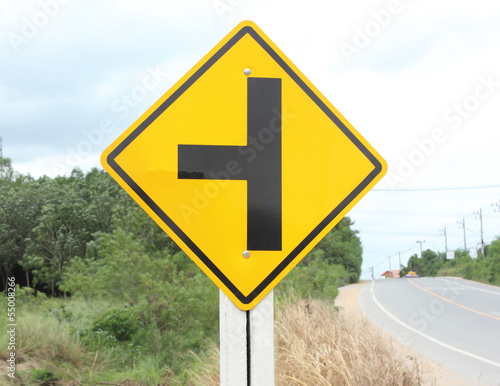 Yellow road sign