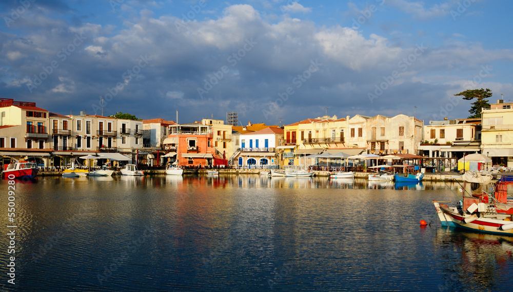 Old Venetian harbour in city of Rethymno, Crete, Greece