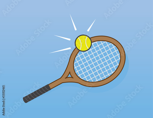Tennis racket hitting tennis ball
