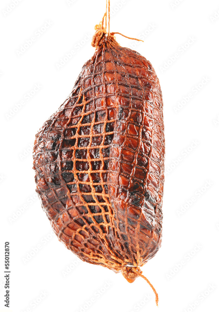 Obraz premium Piece of ham isolated on white
