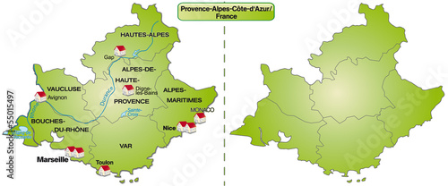 Inselkarte von Provence-Alpes-Côte d´Azur mit Grenzen