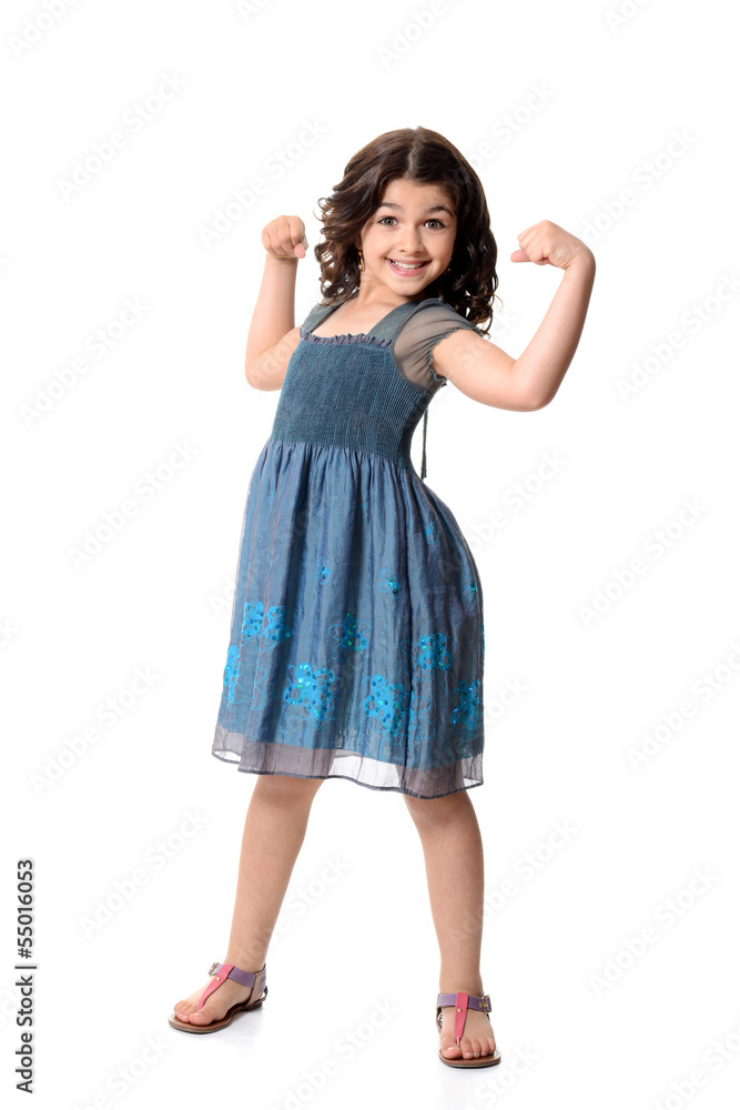 little girl doing muscle pose little girl doing muscle pose