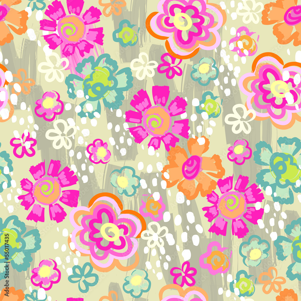 painted neon floral background