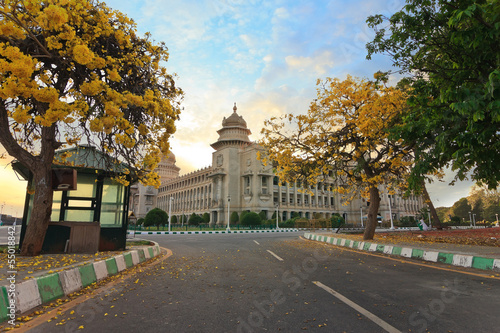 sunset at Vidhana Soudha, Bangalore state legislature , India