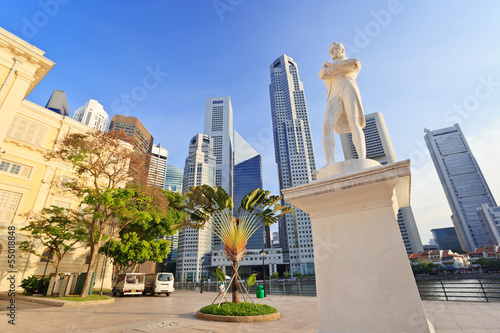 Canvas Print Sir Stamford Raffles statue, Singapore City