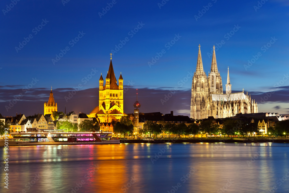 view of Cologne Cathedral and Great St. Martin Church, Germany view of Cologne Cathedral and Great St. Martin Church, Germany