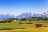 Rural village of Bavarian and Alpine Alps in Germany