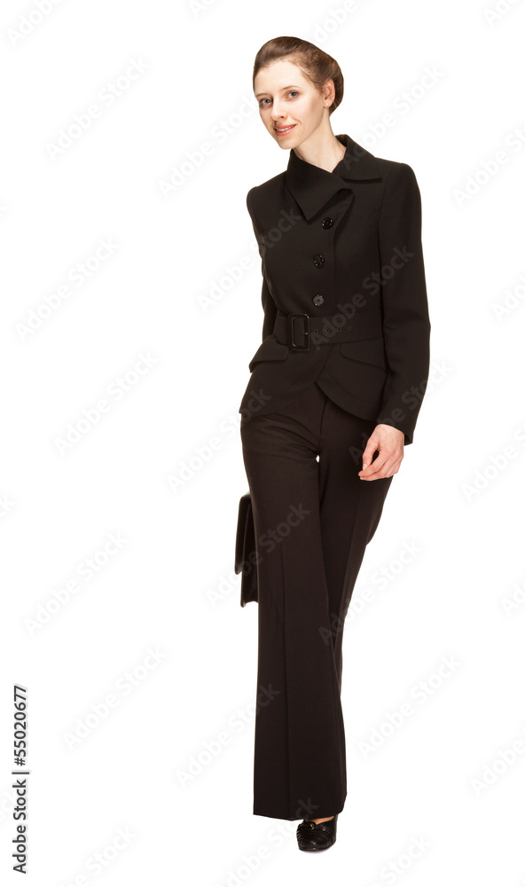 Young woman in a business suit with briefcase Young woman in a business suit with briefcase