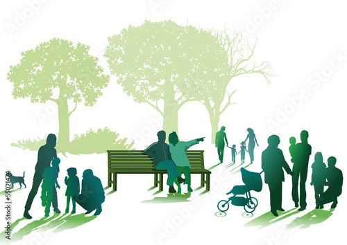 Familien und Senioren im Park