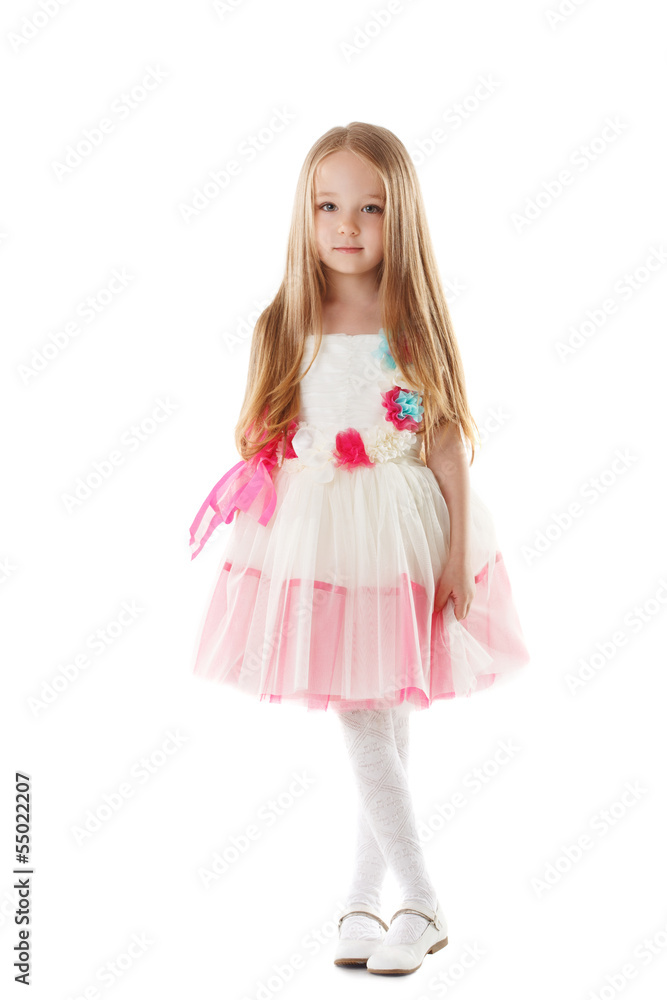 Little charming fashionista isolated on white Little charming fashionista isolated on white