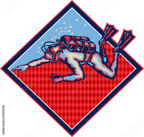 Scuba Diver Diving Retro