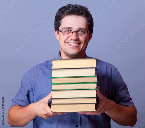 Man with books.