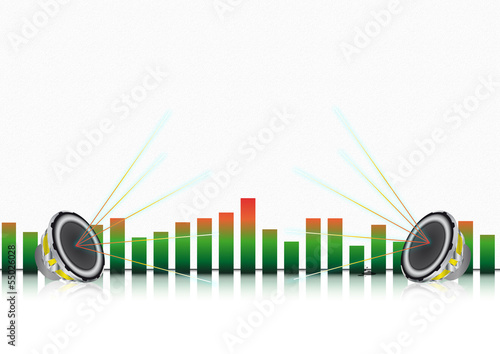 Locandina con altoparlanti ed equalizzatore
