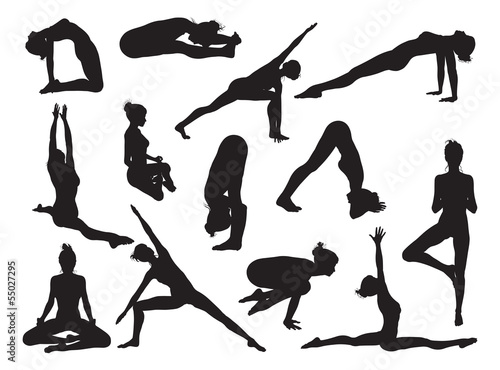Yoga pose women silhouettes