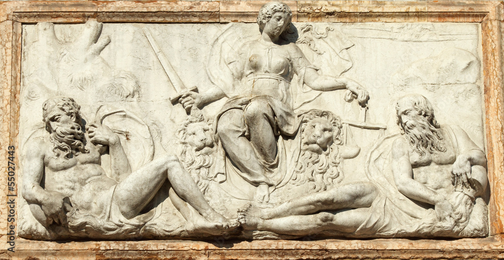 Naklejka premium relief representing Venice as Justice from the Loggetta