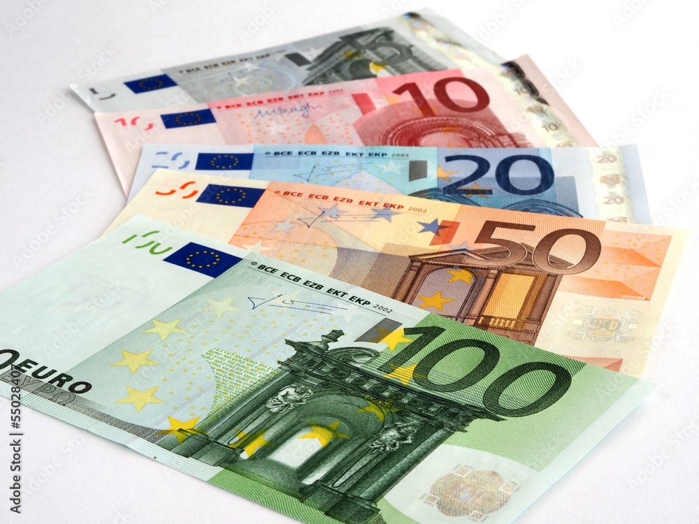 Euro banknotes isolated on white background Euro banknotes isolated on white background