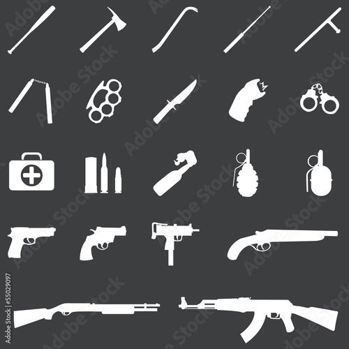 Vector set of 21 white weapon icons