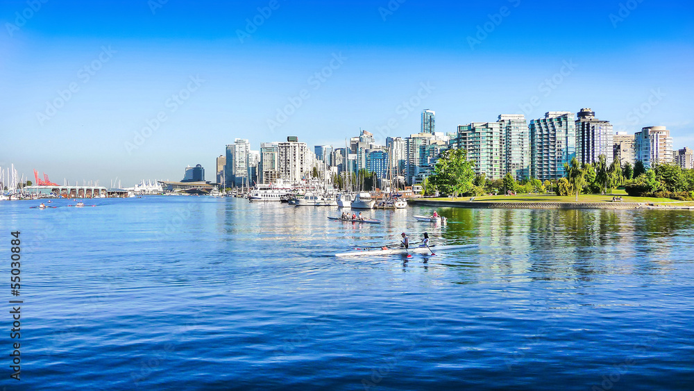 Fototapeta premium Vancouver skyline z portem, Kolumbia Brytyjska, Kanada